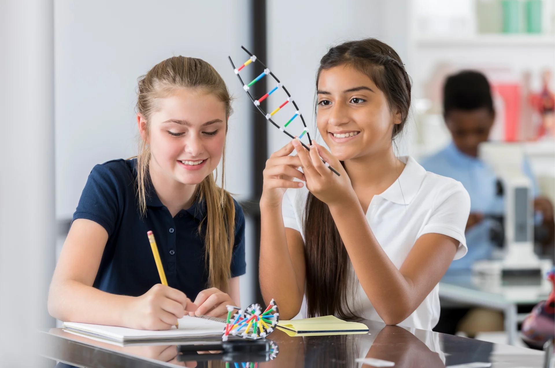 two middle school students in class